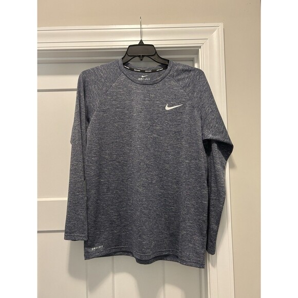 Nike Swim Dri-FIT Hydroguard Mens Midnight Heather Navy Blue Size Large UPF 40+ - Picture 1 of 6